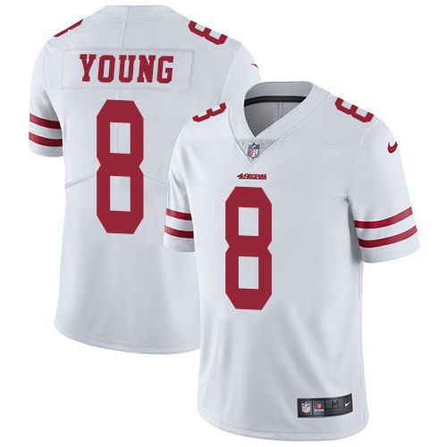 Men San Francisco 49ers 8 Steve Young Nike White Vapor Limited NFL Jersey